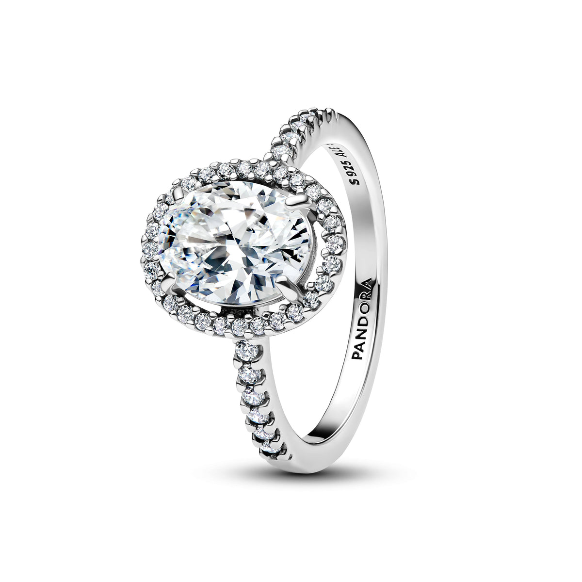Oval Sparkling Halo Statement Ring