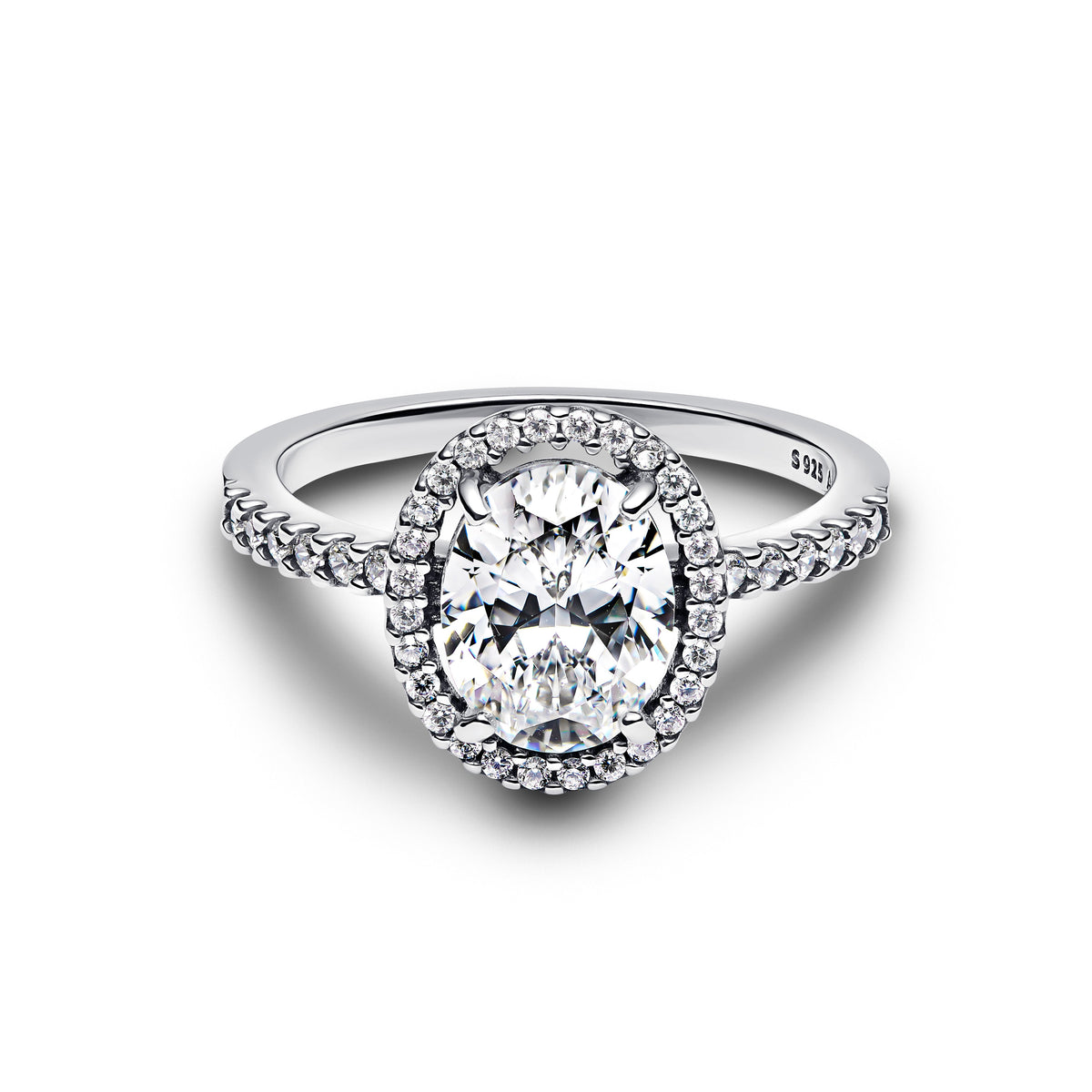 Pandora Ring Featuring Oval Sparkling Halo Statement