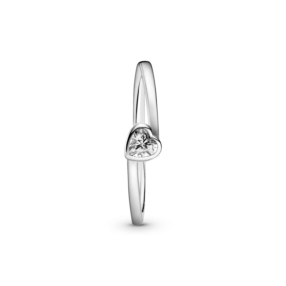 Pandora Ring Featuring Clear Tilted Heart Solitaire