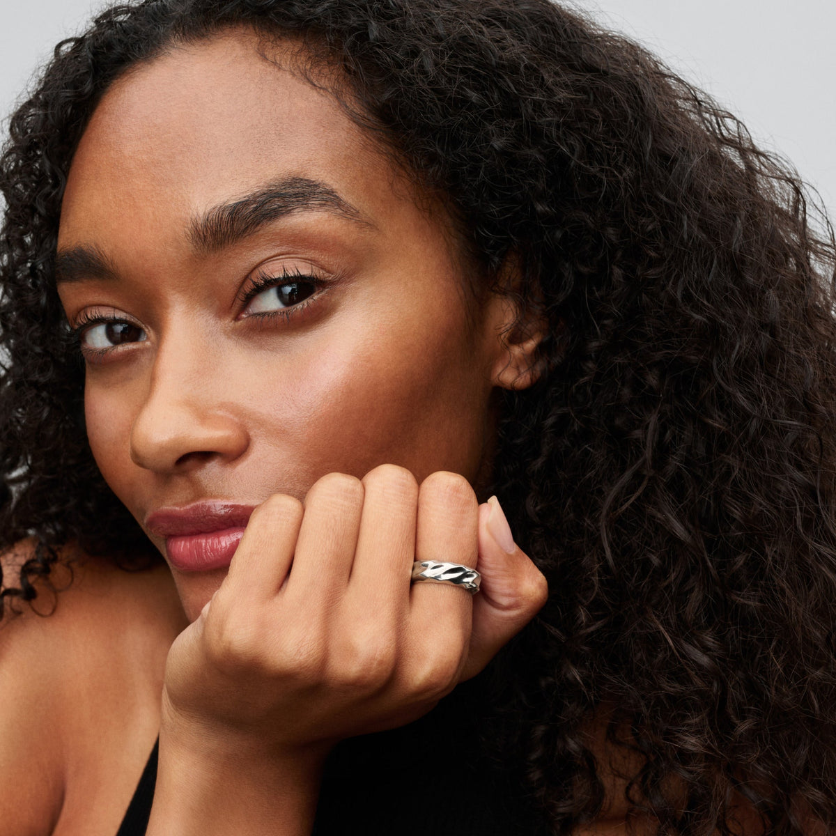 Pandora Ring Featuring Rippled Wide Band