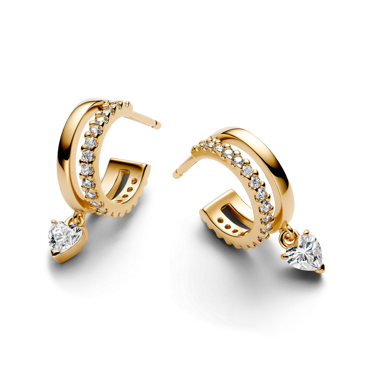 Pandora Earrings Featuring Dangling Heart Hoop