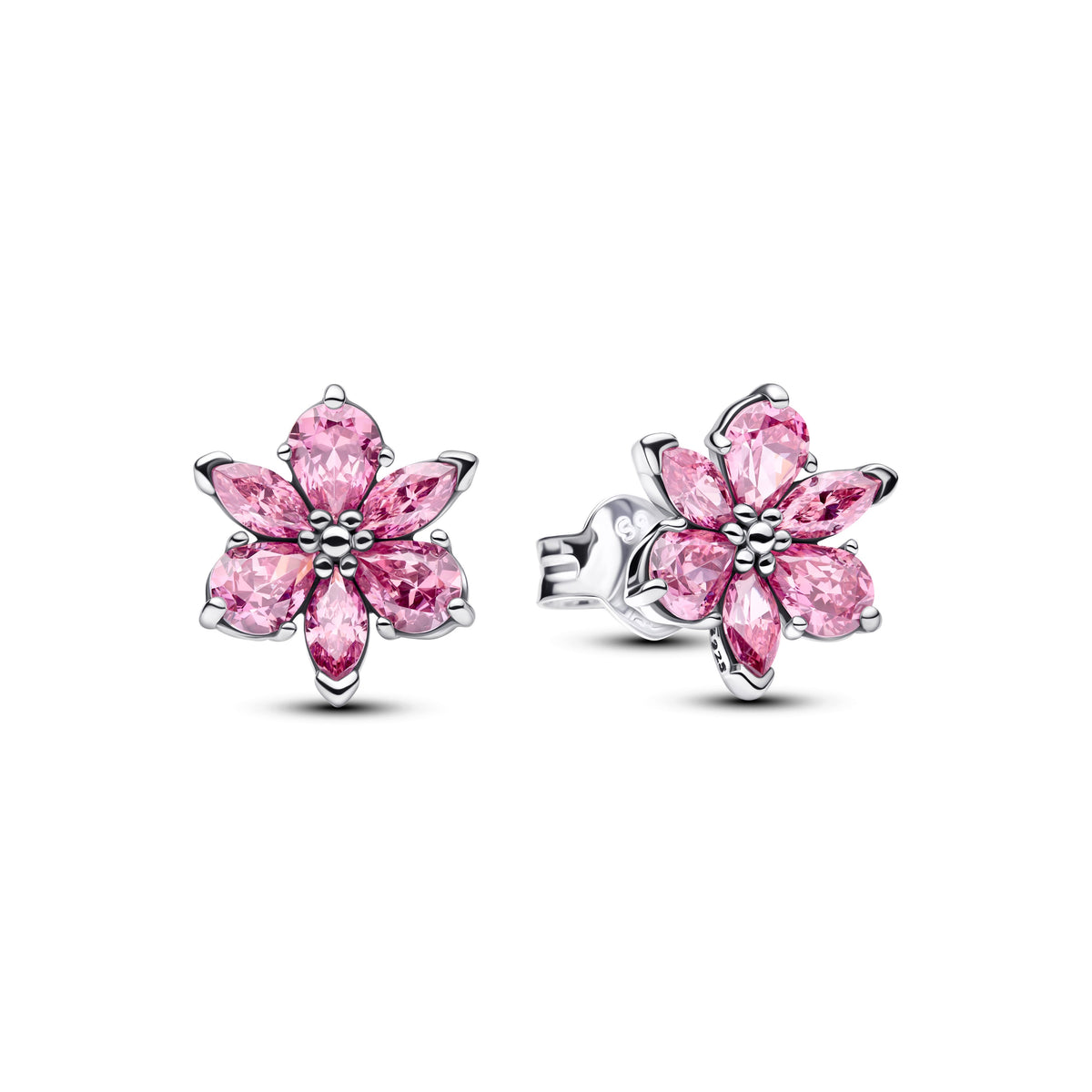 Herbarium Sparkling Pink Flower Stud Earrings