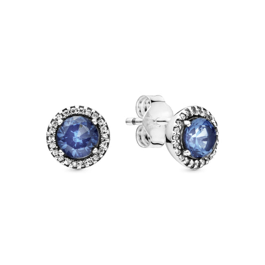 Blue Round Sparkle Stud Earrings