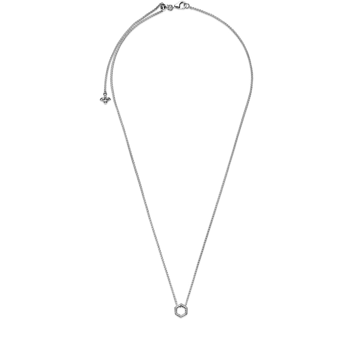 Pandora Necklace Featuring Sparkling Honeycomb Hexagon