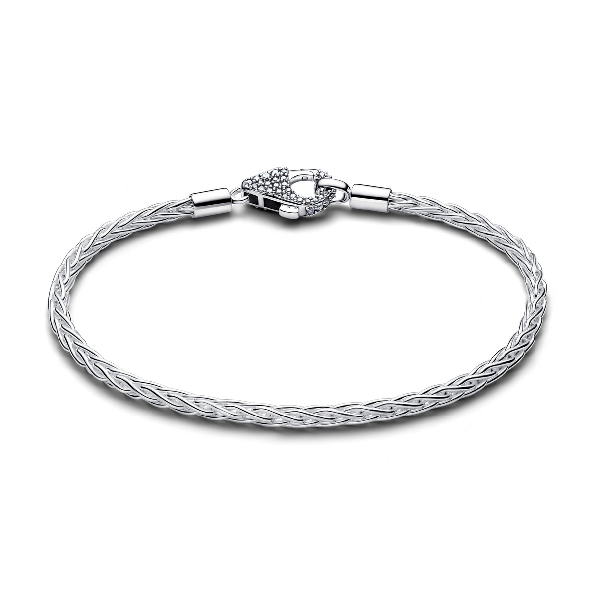 Pandora Bracelet Featuring Pavé Clasp Foxtail Chain Charm