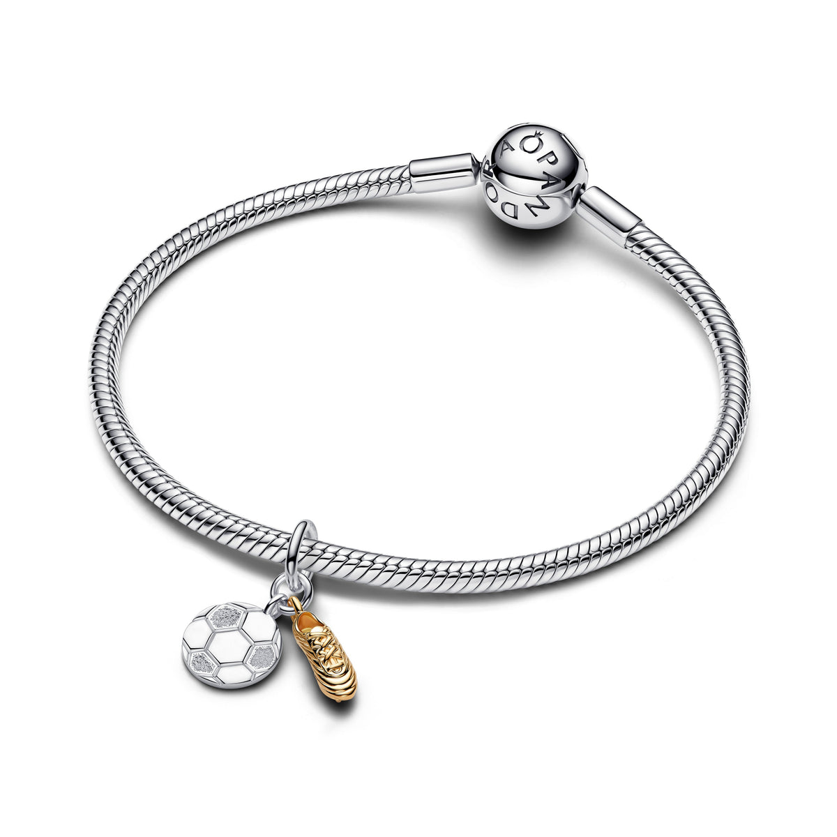 Pandora Charm Featuring Soccer Shoe Double Dangle