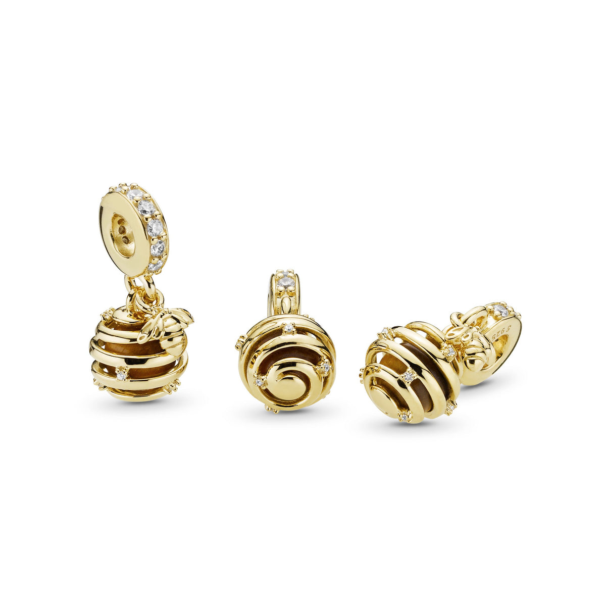 Pandora Charm Featuring Sparkling Beehive Dangle