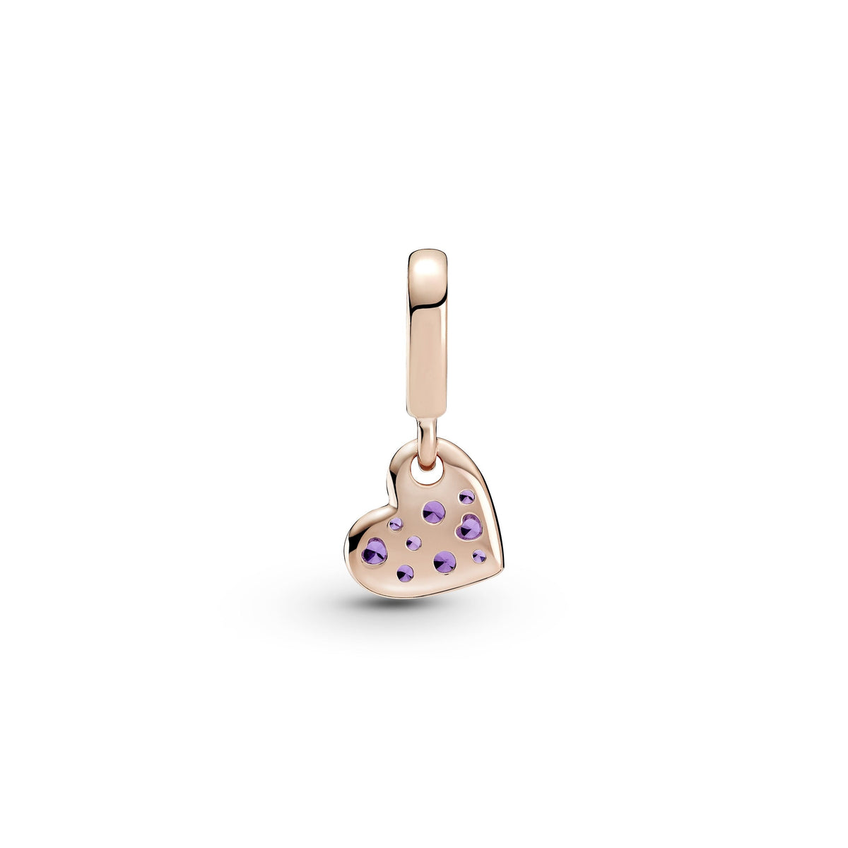 Pandora Charm Featuring Royal Purple Pavé Tilted Heart Dangle
