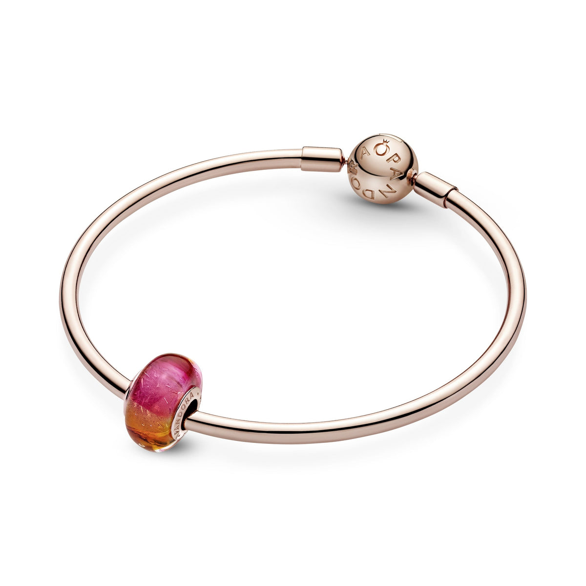 Pandora Jewelry Set Featuring Glittering Sunset Murano Glass