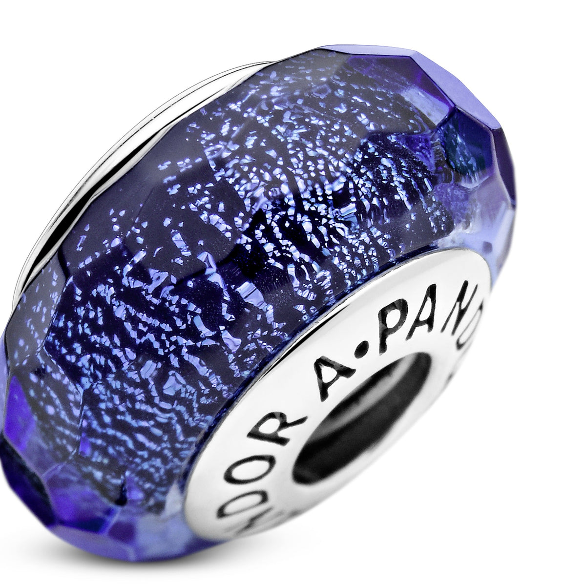 Pandora Charm Featuring Faceted Blue Murano Glass