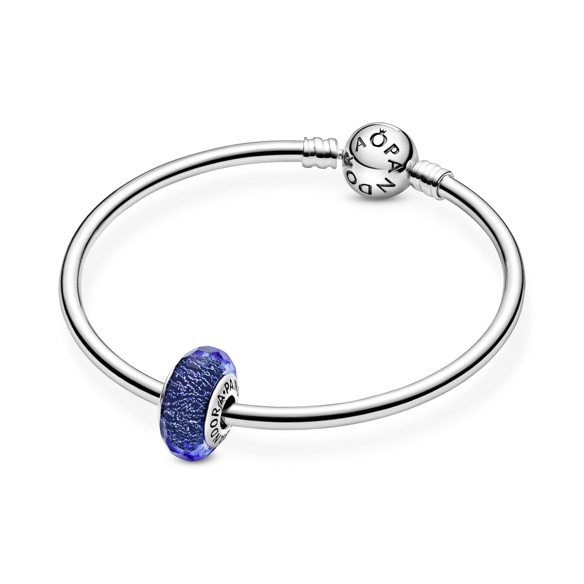 Pandora Charm Featuring Faceted Blue Murano Glass