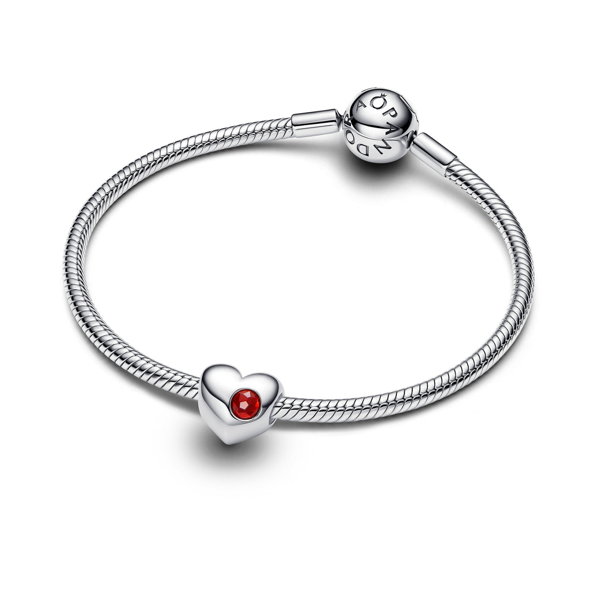 Pandora Charm Featuring Engravable Red Stone Heart
