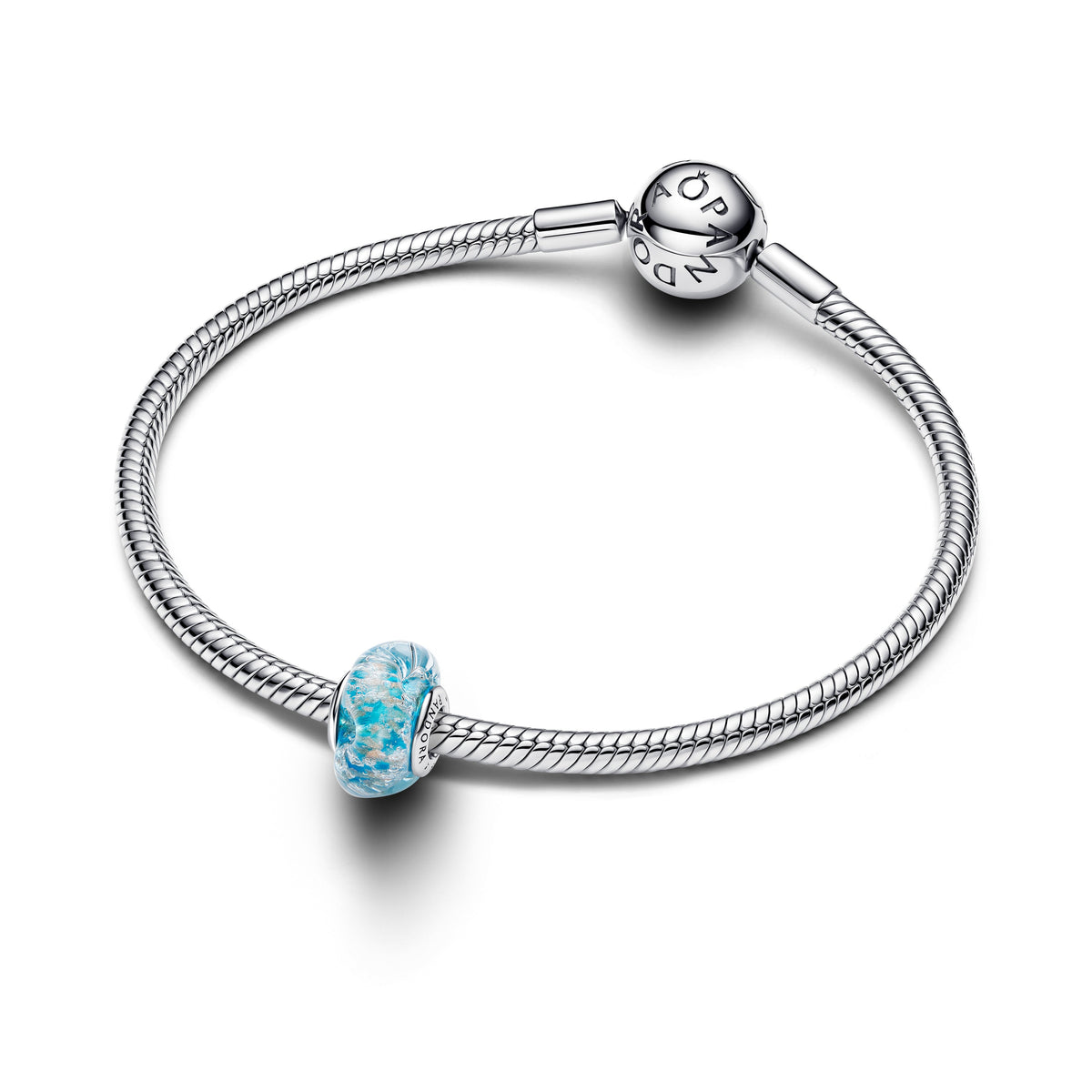 Pandora Charm Featuring Turquoise Murano Glass & Glitter