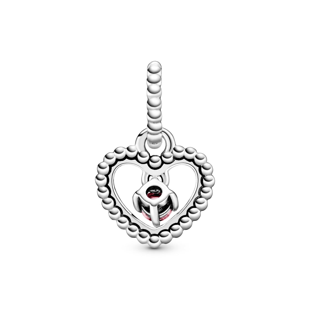 Pandora Charm Featuring Petal Pink Beaded Heart Dangle