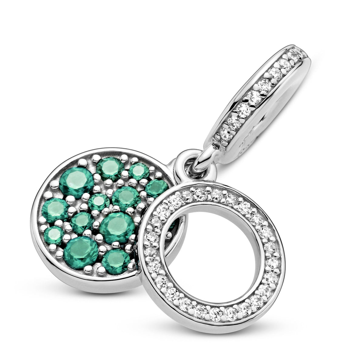 Pandora Charm Featuring Sparkling Green Disc Double Dangle