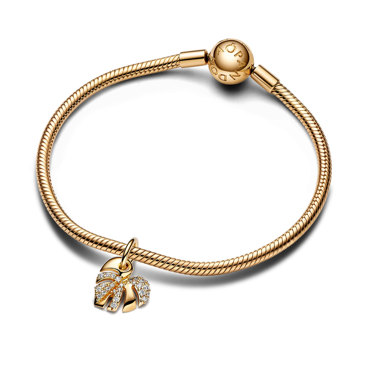 Pandora Charm Featuring Sparkling Monstera Leaf Dangle