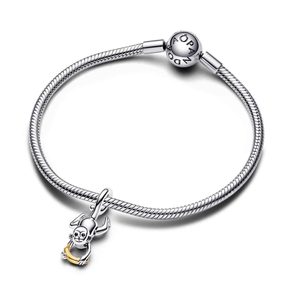 Pandora Two-tone Movable Monkey Dangle Charm