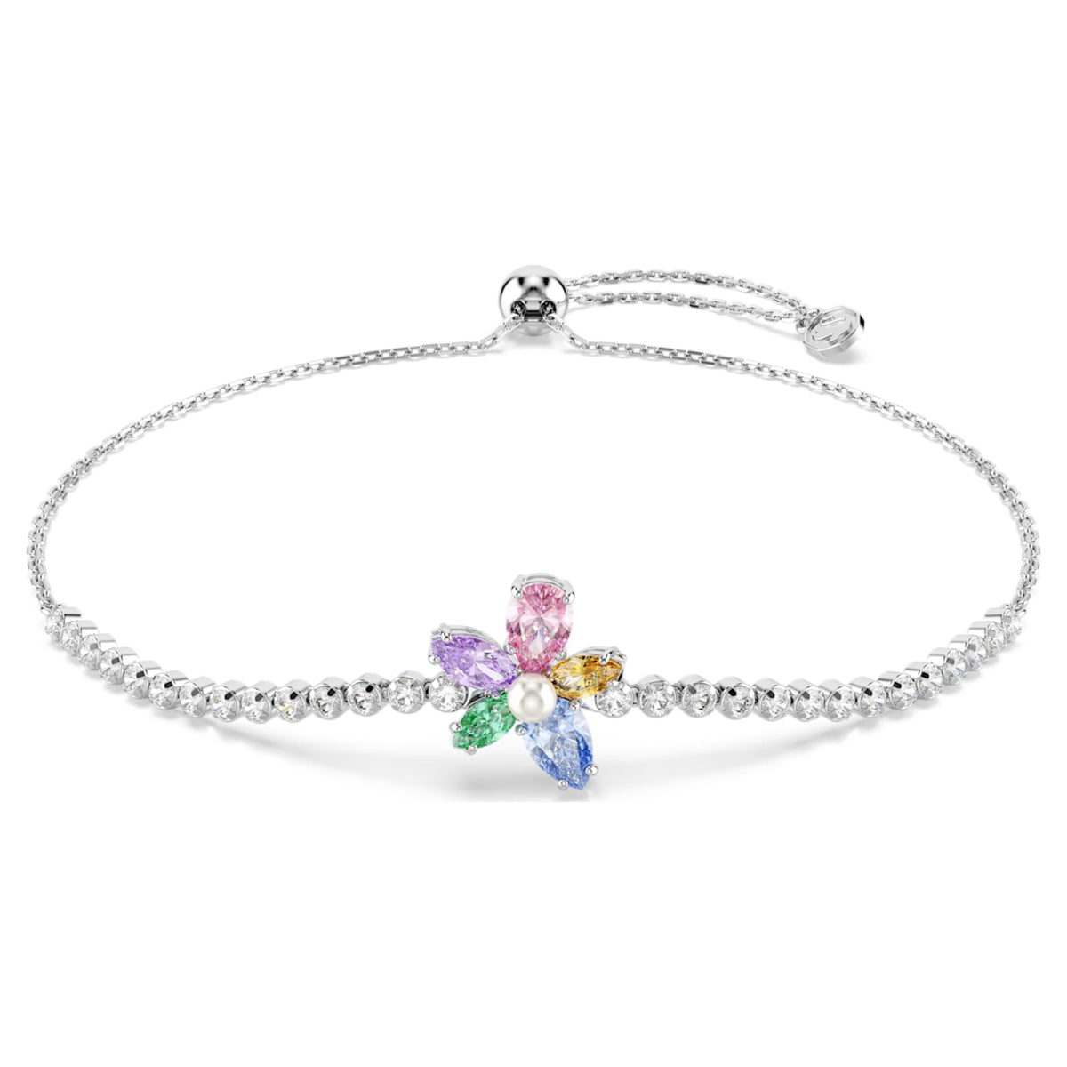 Ariana Grande x Swarovski bracelet featuring a flower motif with multicolored mixed-cut accents and rhodium plating