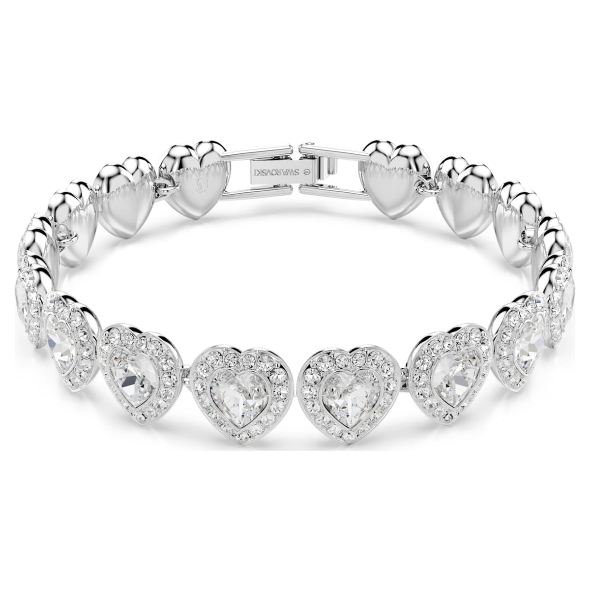 Ariana Grande x Swarovski bracelet featuring a heart motif with white mixed-cut accents and rhodium plating