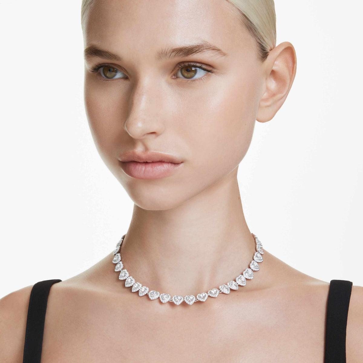 Ariana Grande x Swarovski necklace Mixed cuts, Heart, White, Rhodium plated