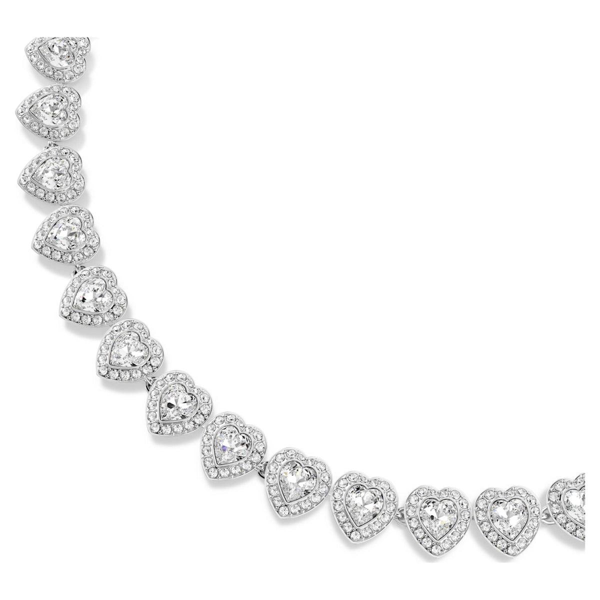 Ariana Grande x Swarovski necklace featuring a heart motif with white mixed-cut accents and rhodium plating