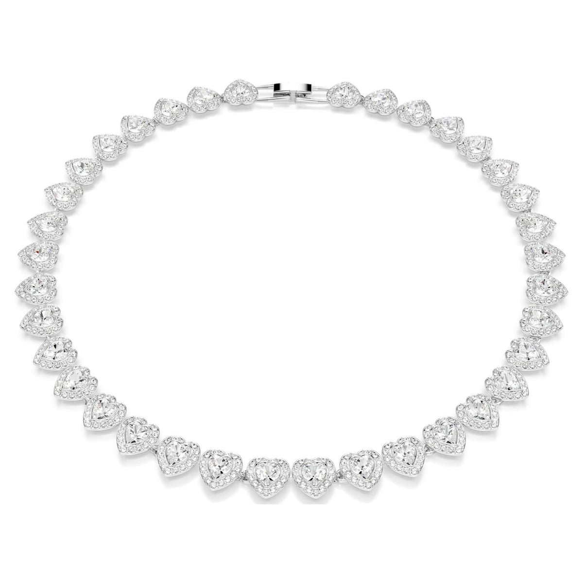 Ariana Grande x Swarovski necklace featuring a heart motif with white mixed-cut accents and rhodium plating