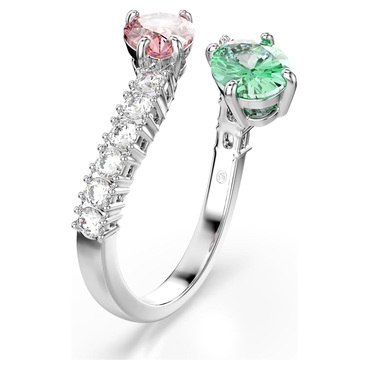 Ariana Grande x Swarovski open ring with multicolored mixed-cut accents and rhodium plating