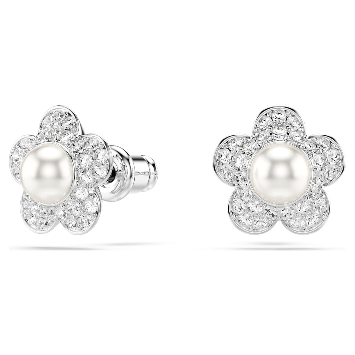 Ariana Grande x Swarovski set Crystal pearl, Round cut, Flower, White, Rhodium plated