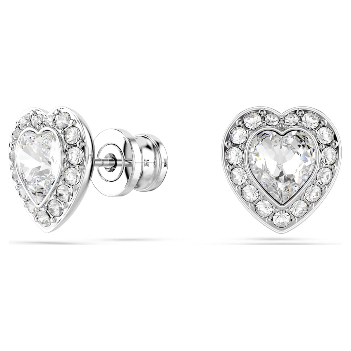 Ariana Grande x Swarovski set featuring a heart motif with white mixed-cut accents and rhodium plating