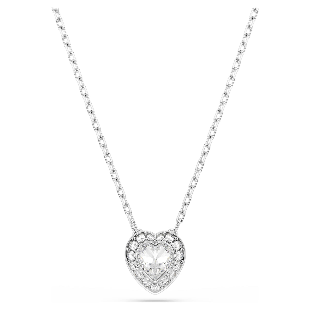 Ariana Grande x Swarovski set featuring a heart motif with white mixed-cut accents and rhodium plating