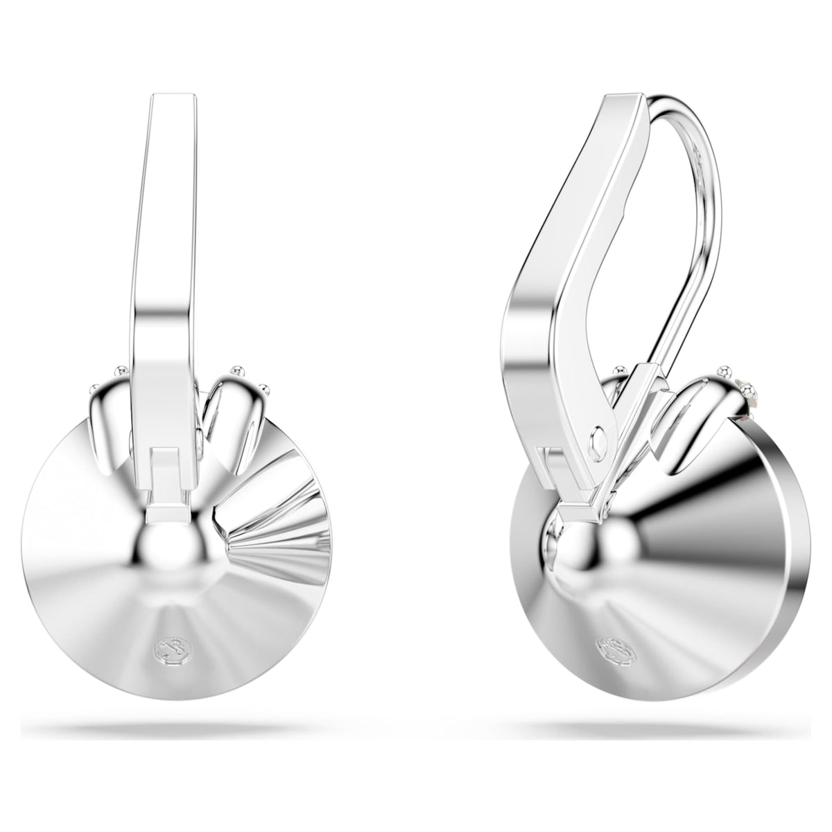 Swarovski Bella V drop earrings with pink round-cut accents and rhodium plating