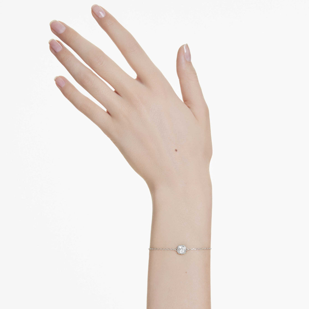 Swarovski Birthstone bracelet Square cut, August, Green, Rhodium plated