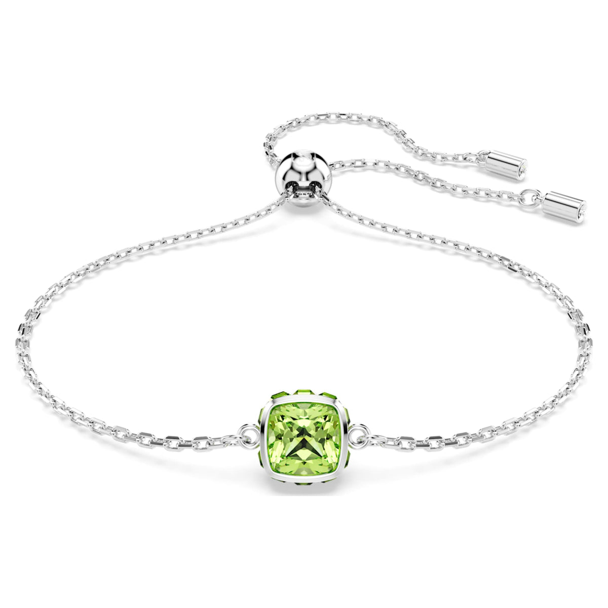 Swarovski Birthstone bracelet Square cut, August, Green, Rhodium plated