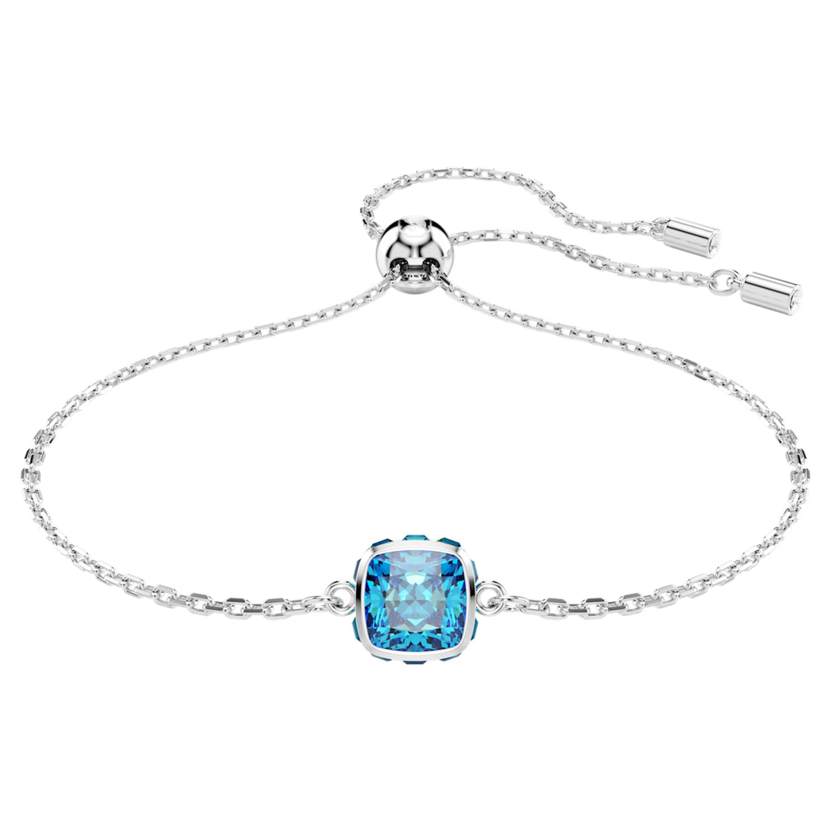Swarovski Birthstone bracelet Square cut, December, Blue, Rhodium plated