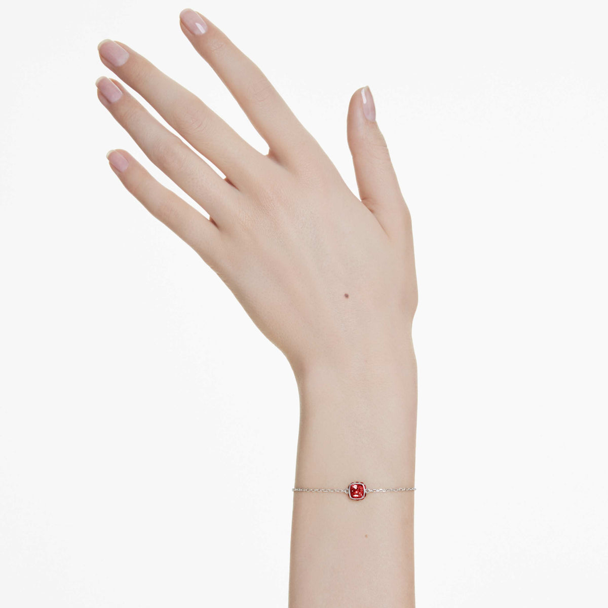 Swarovski Birthstone bracelet Square cut, October, Pink, Rhodium plated