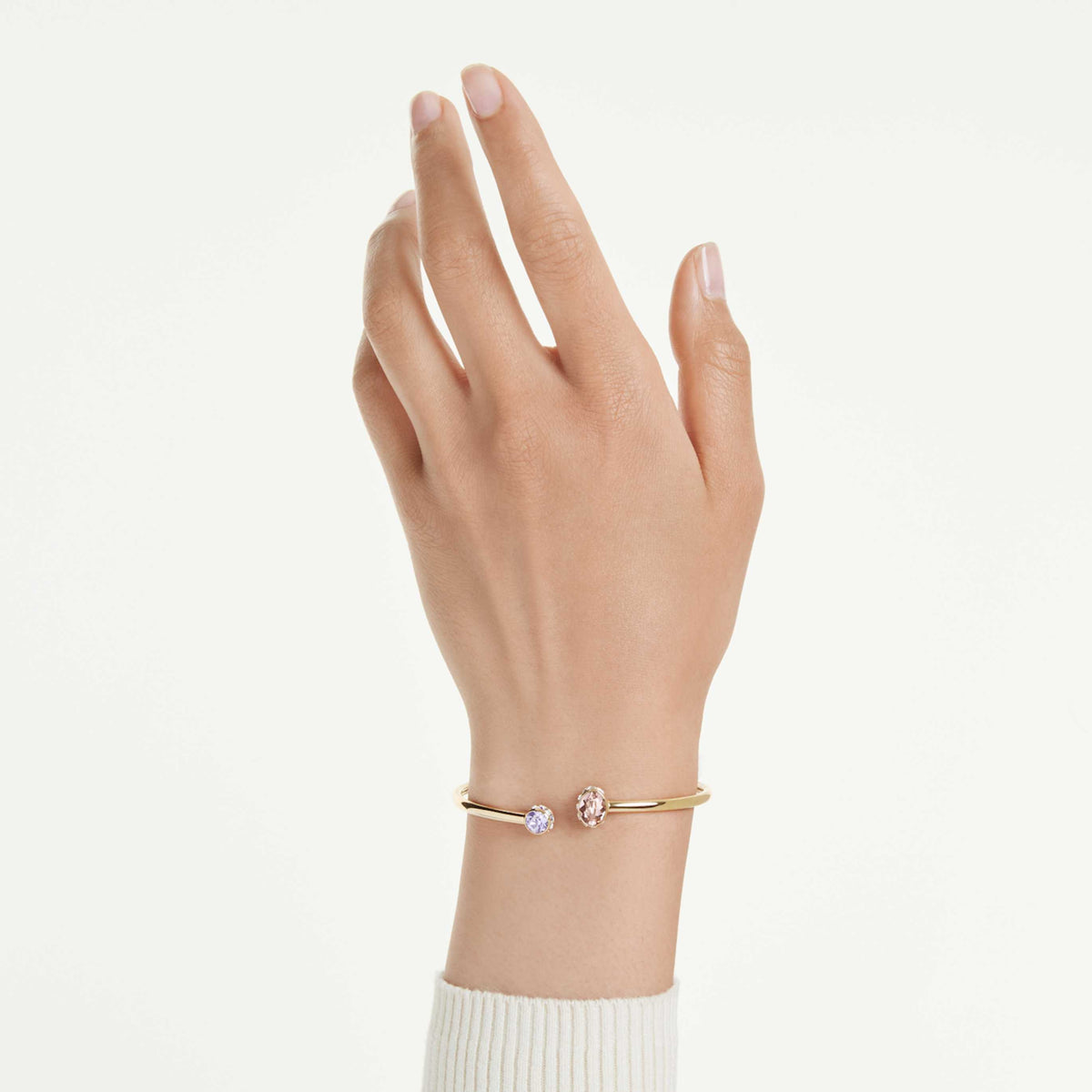 Swarovski Chroma bangle with multicolored mixed-cut accents and an 18K gold finish
