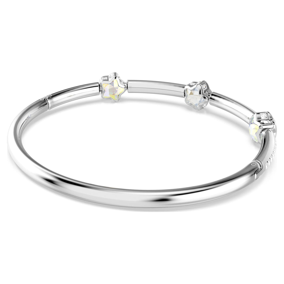 Swarovski Chroma bangle featuring a star motif with white mixed-cut accents and rhodium plating