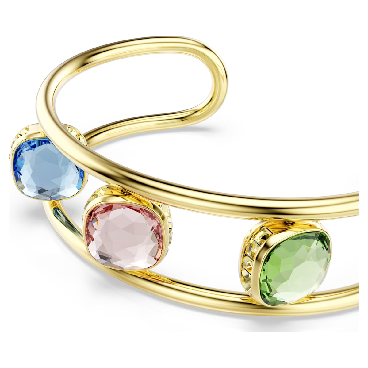 Swarovski Chroma cuff with multicolored cushion-cut accents and an 18K gold finish