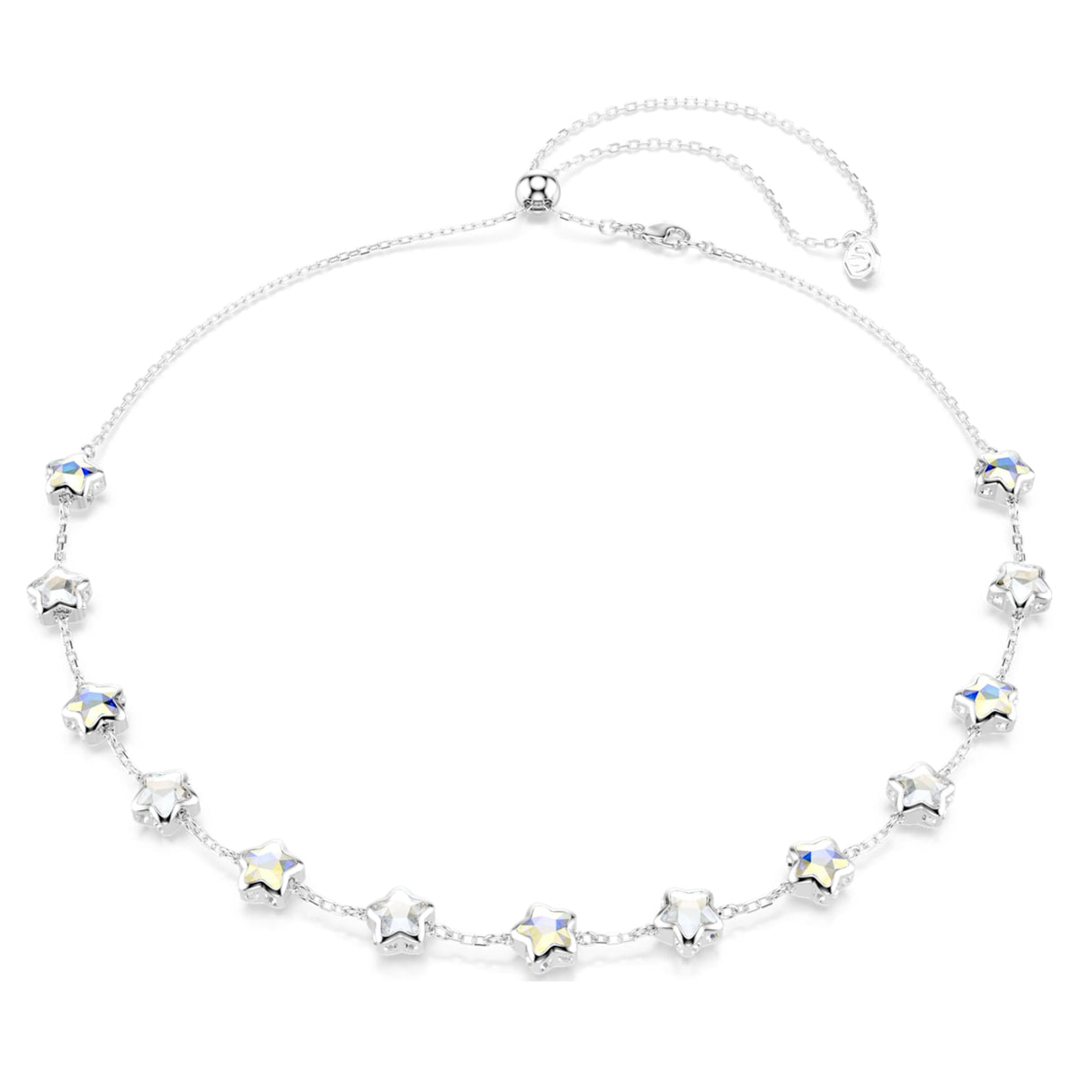 Swarovski Chroma necklace featuring a star motif with white mixed-cut accents and rhodium plating