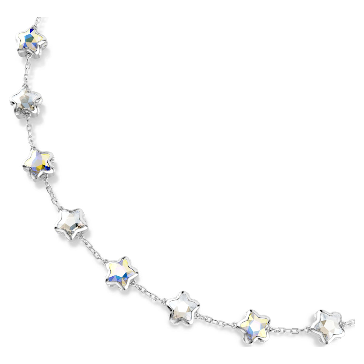 Swarovski Chroma necklace featuring a star motif with white mixed-cut accents and rhodium plating