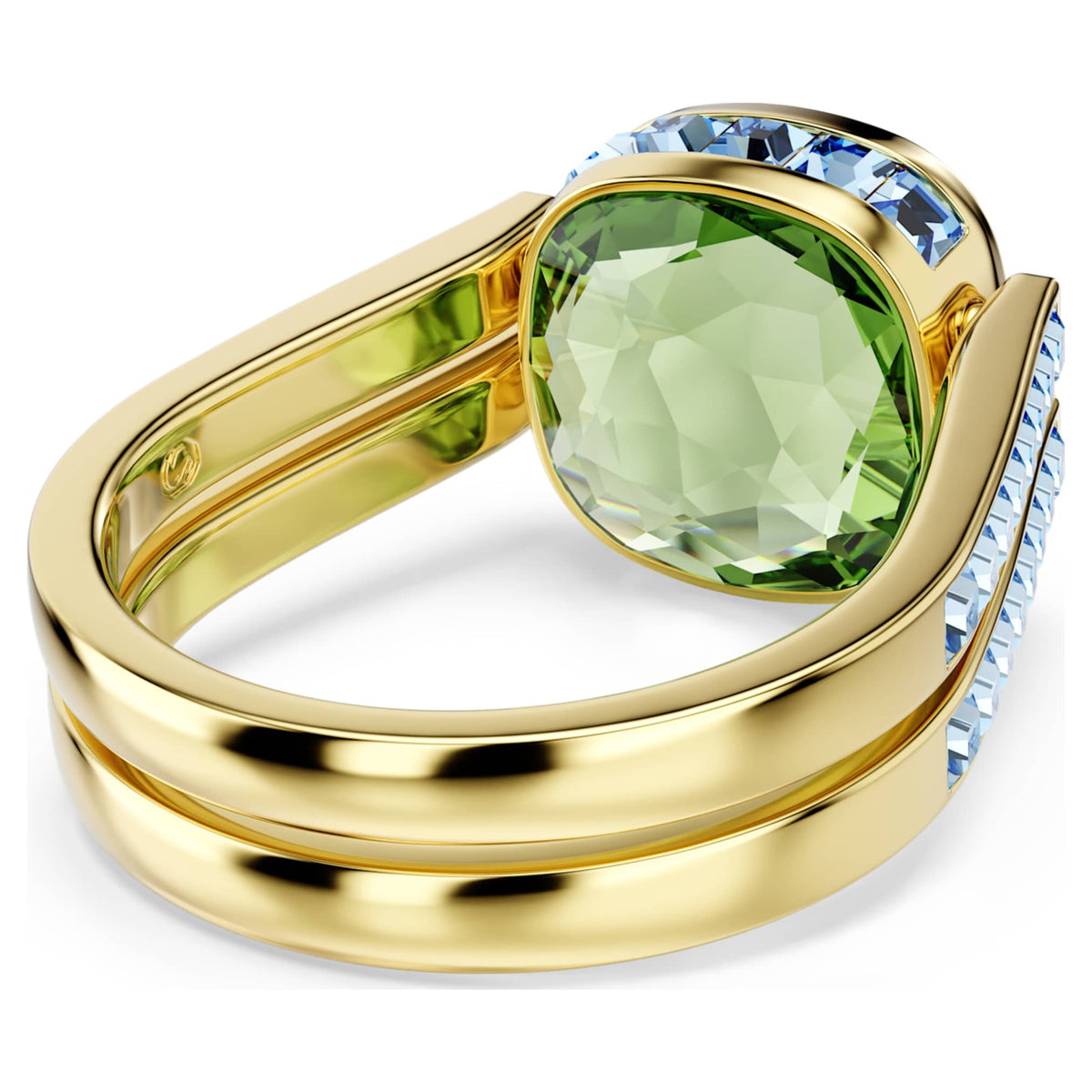 Swarovski Chroma ring with multicolored cushion-cut accents and an 18K gold finish