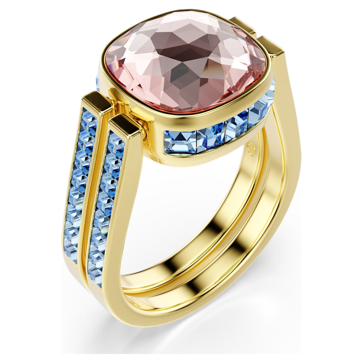 Swarovski Chroma ring with multicolored cushion-cut accents and an 18K gold finish