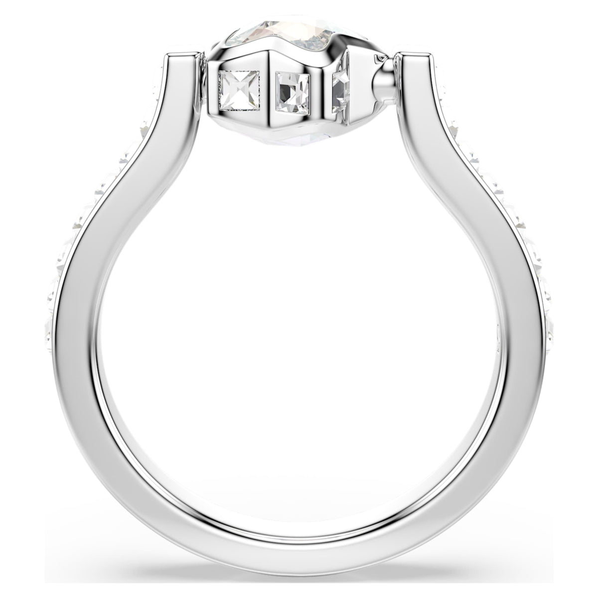 Swarovski Chroma ring featuring a star motif with white mixed-cut accents and rhodium plating