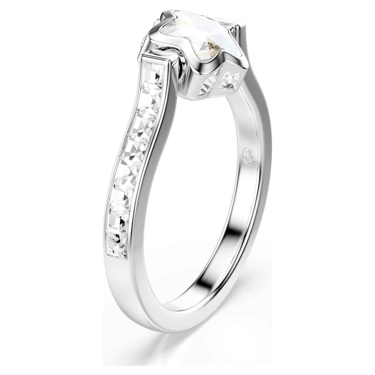 Swarovski Chroma ring featuring a star motif with white mixed-cut accents and rhodium plating