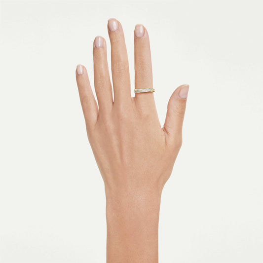 Swarovski Classica band ring Round cut, White, Sterling silver, 18K gold finish