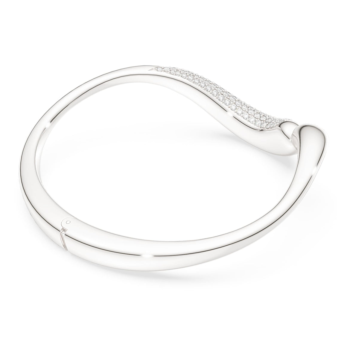 Swarovski Classica bangle Open, Round cut, White, Sterling silver