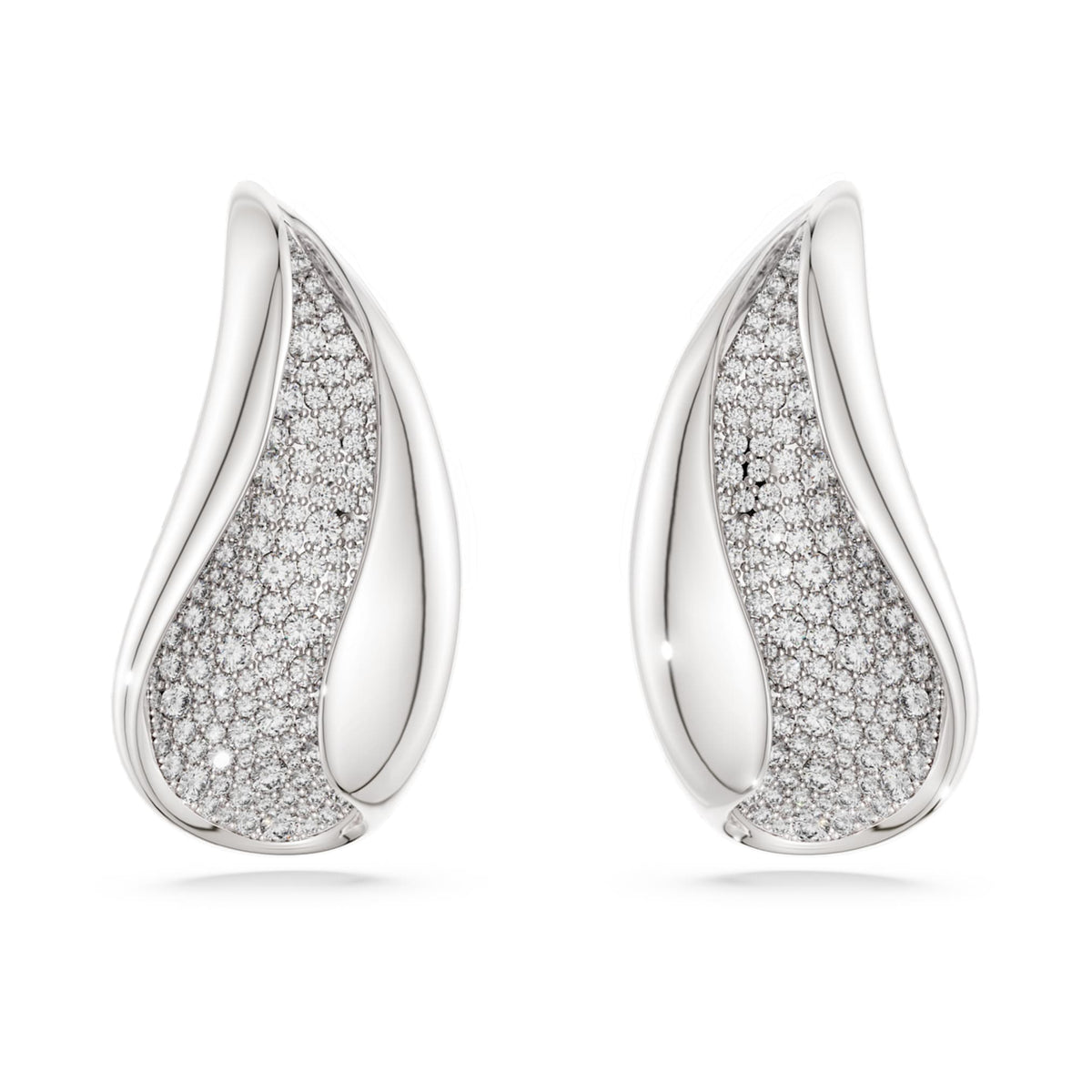 Swarovski Classica clip earrings Statement, Round cut, White, Sterling silver