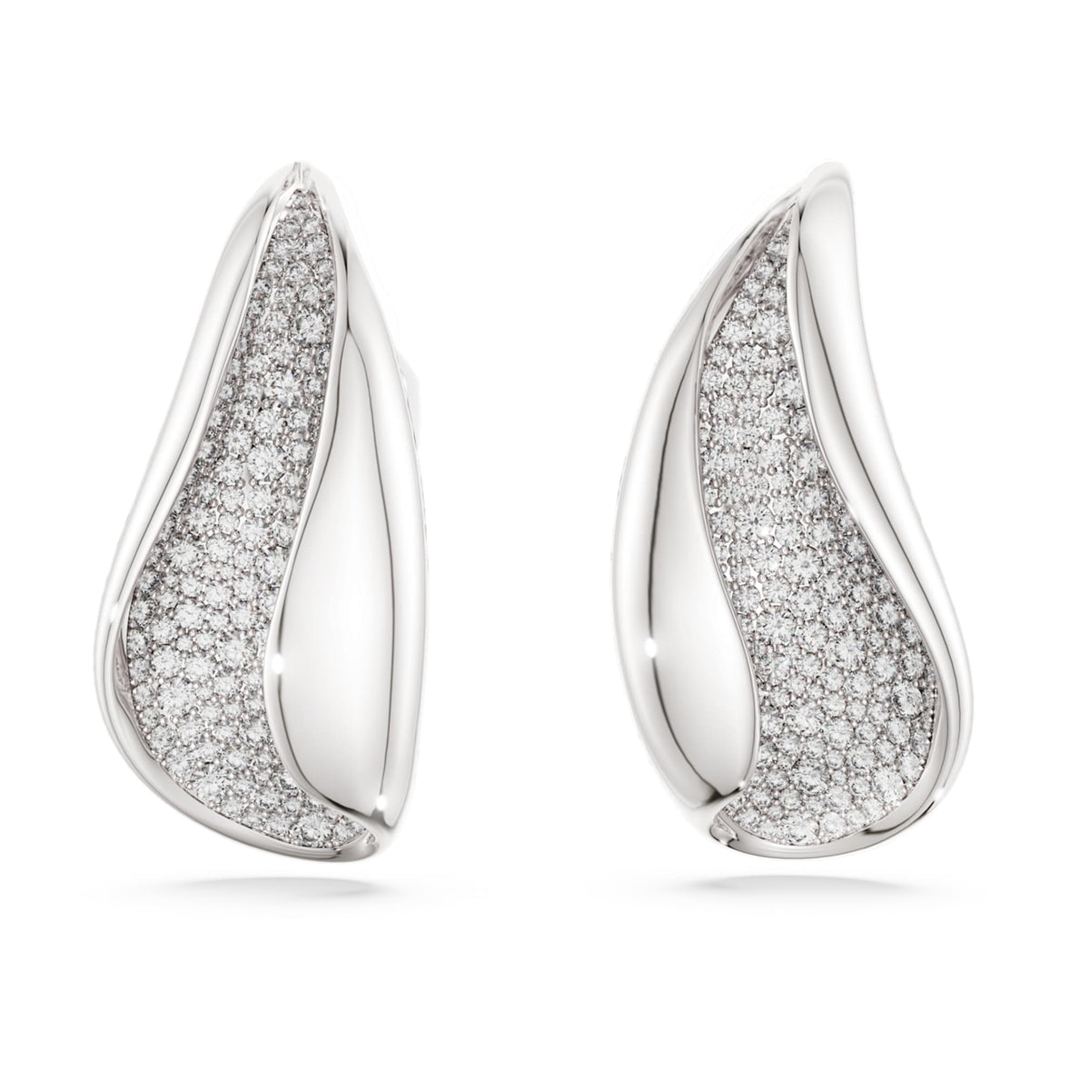 Swarovski Classica clip earrings Statement, Round cut, White, Sterling silver
