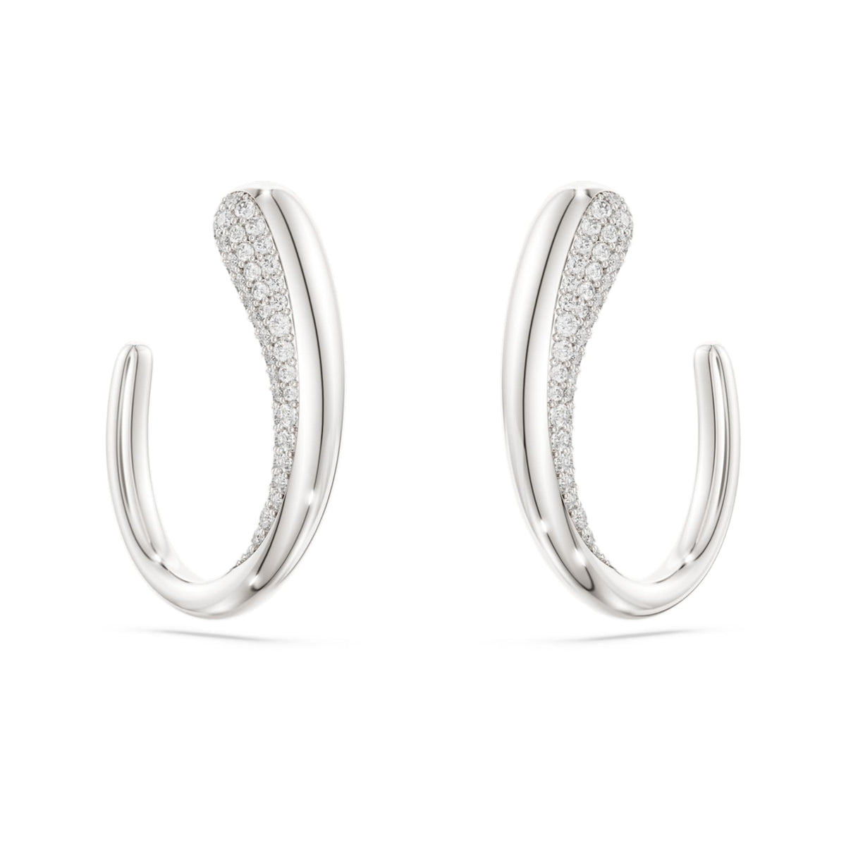 Swarovski Classica hoop earrings Round cut, White, Sterling silver