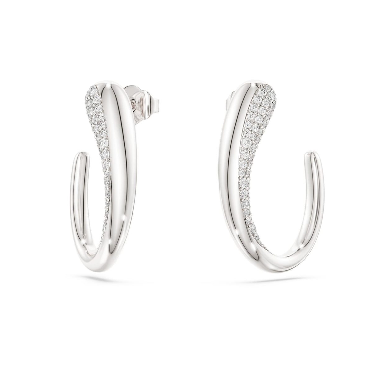 Swarovski Classica hoop earrings Round cut, White, Sterling silver
